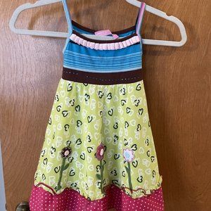 EUC CHIT CHAT Brand Girls Dress-size 3t-Sleeveless, Colorful, Flowers, Hearts